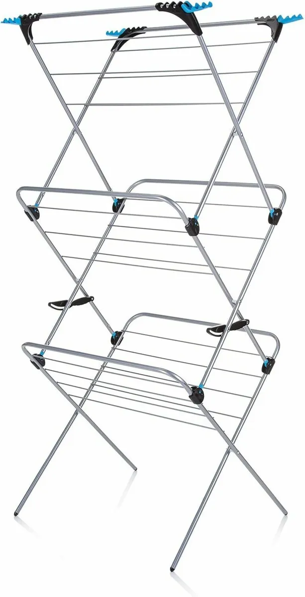 3 Tier Plus Clothes Airer, Silver Clothes rack - Image 2