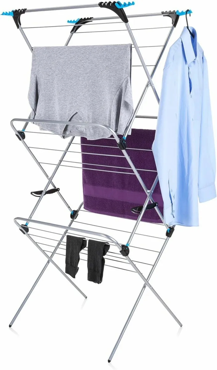 3 Tier Plus Clothes Airer, Silver Clothes rack - Image 1