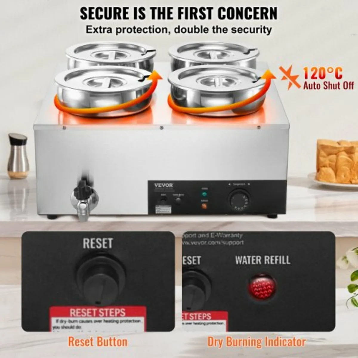 Commercial Soup Warmer Soup Station with 4*7.4Qt P - Image 2