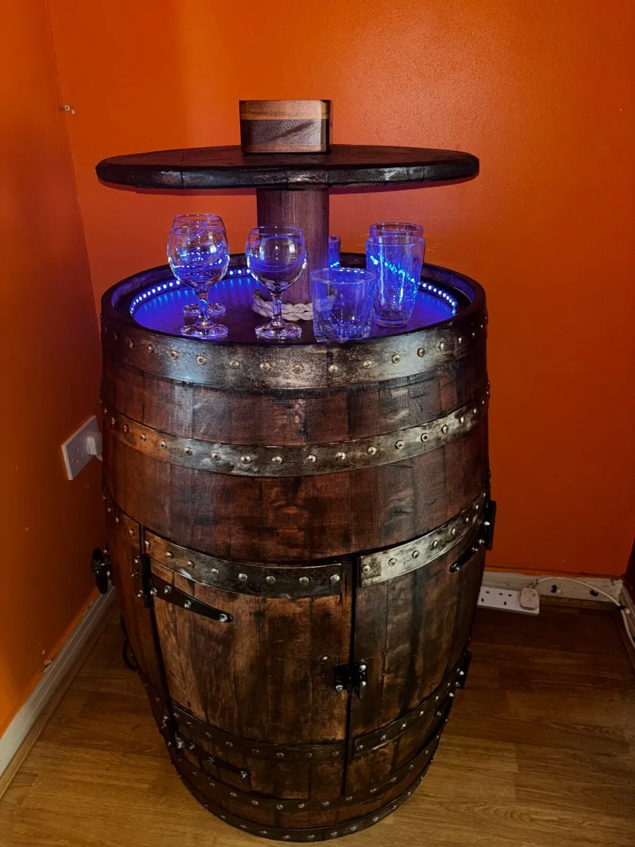 Vintage Whiskey Barrel w/ Lift up Top - Image 2