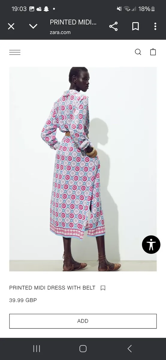 ZARA PRINTED MIDI DRESS WITH BELT SIZE M - Image 3