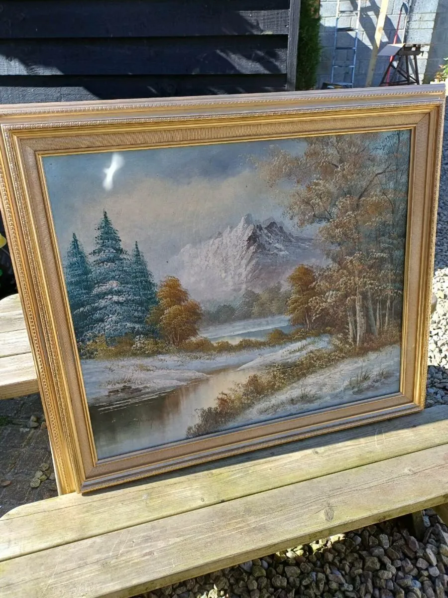 Antique Oil on Canvas Painting - Image 4