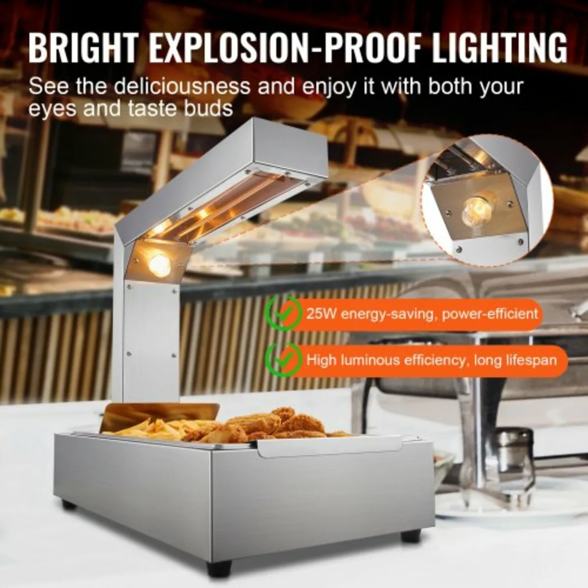 Fry Food Warmer Electric Chip Warming Light Statio - Image 3