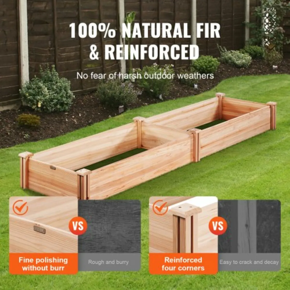 Raised Garden Bed, 7.9 x 2 x 0.8 ft Wooden Planter - Image 2