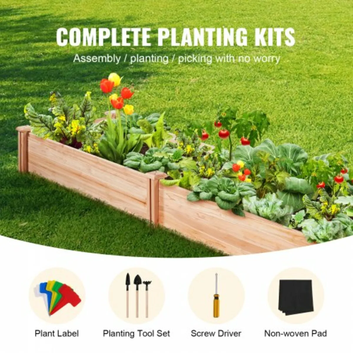 Raised Garden Bed, 7.9 x 2 x 0.8 ft Wooden Planter - Image 3