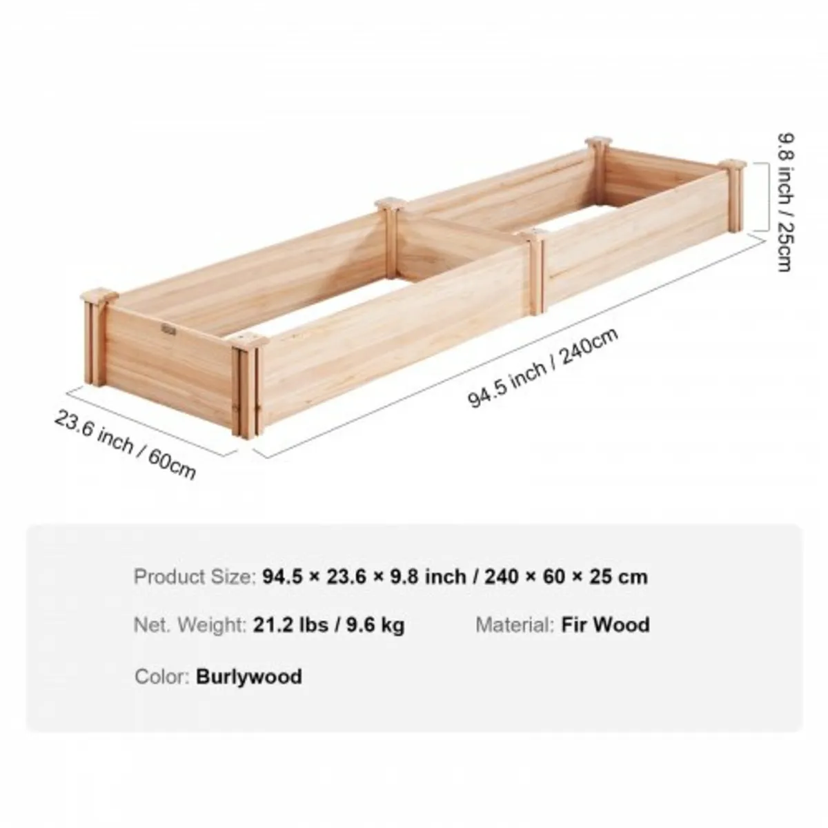 Raised Garden Bed, 7.9 x 2 x 0.8 ft Wooden Planter - Image 4