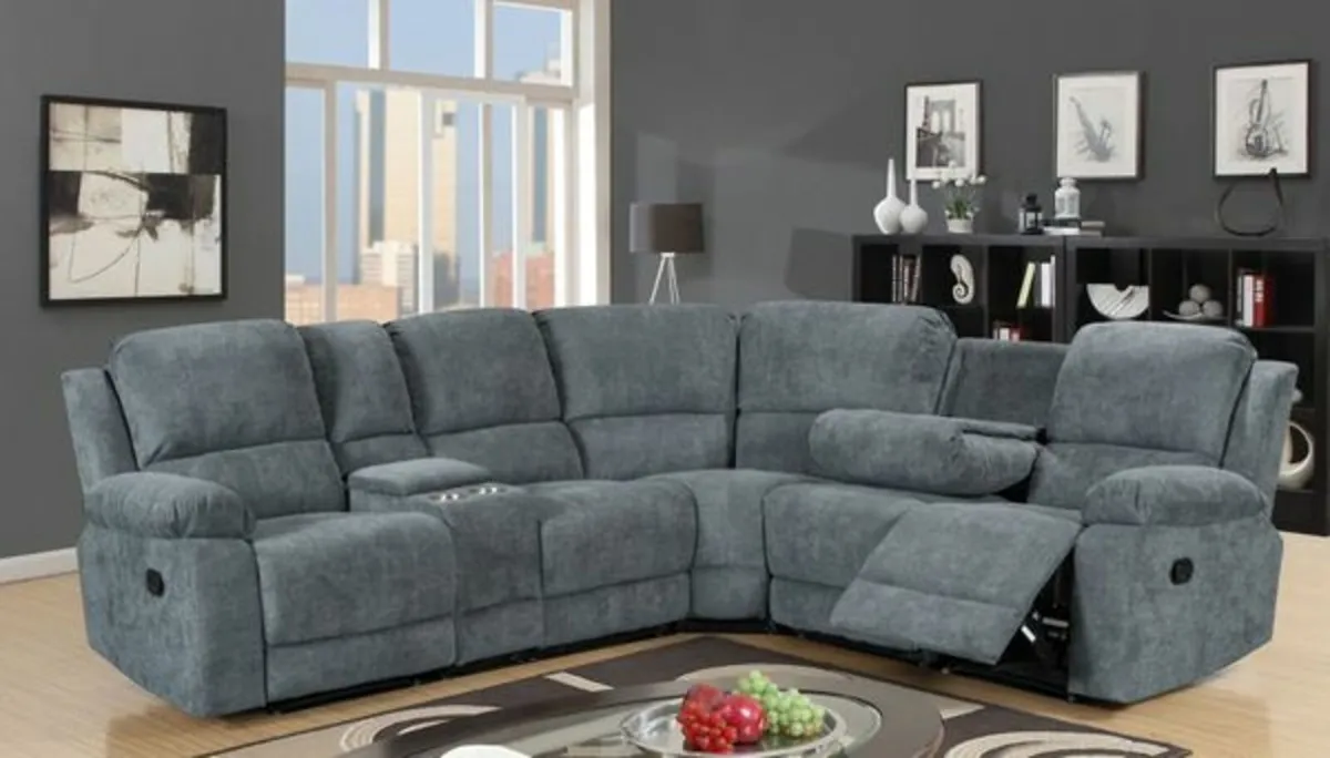 Vancouver Grey Fabric Manual Recliner Sofa