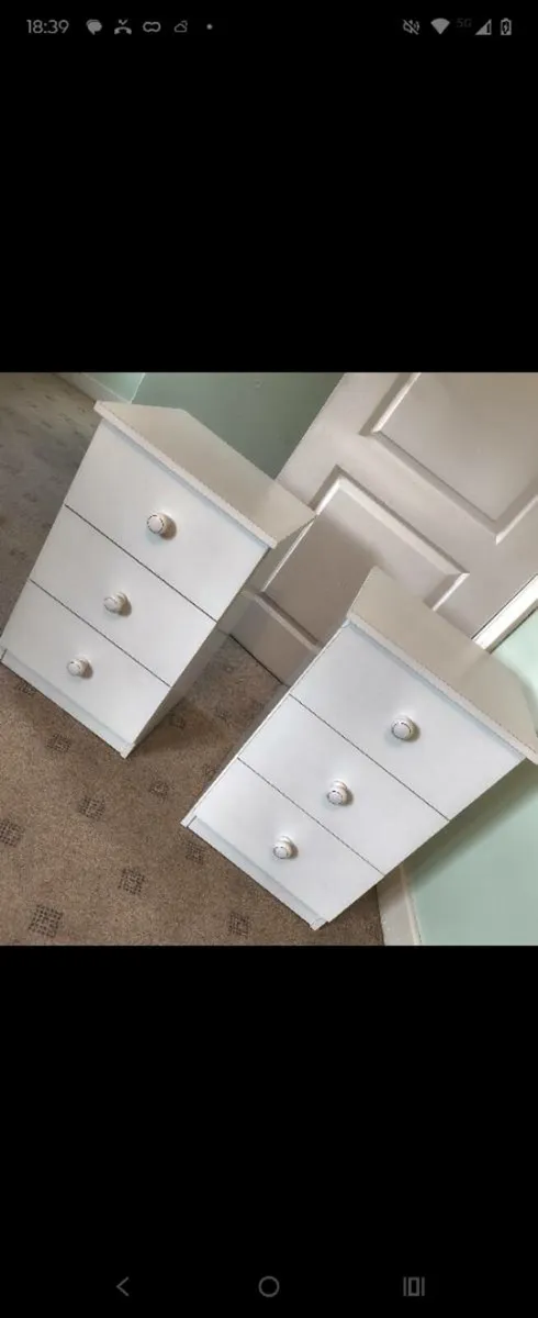White Twin Bed Side Lockers with Drawers - Image 2