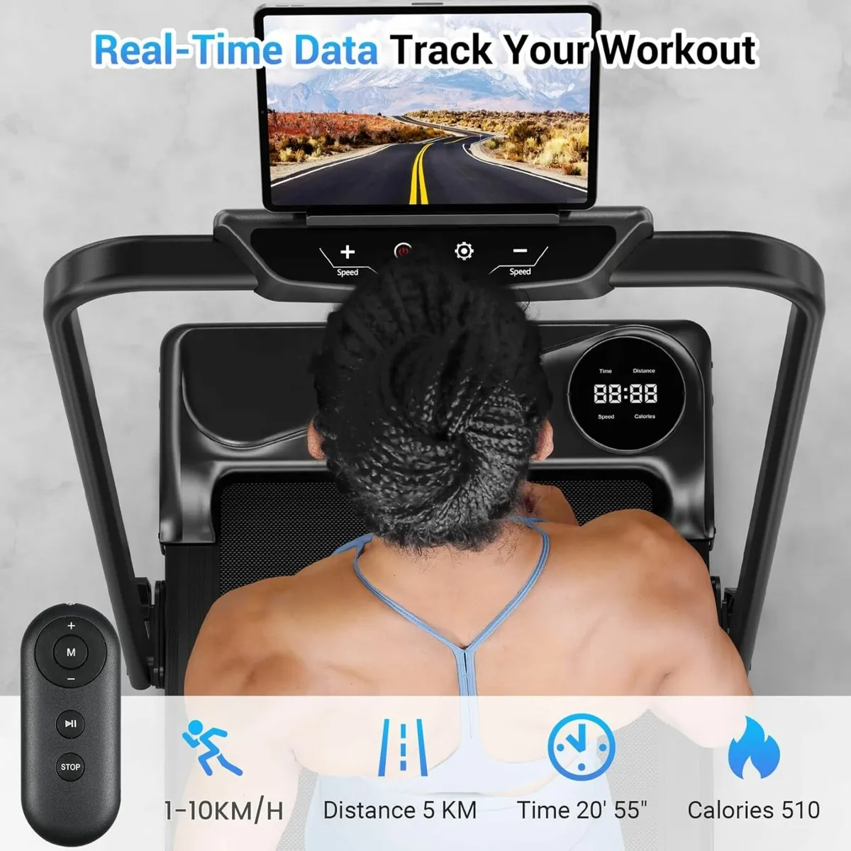 Folding Treadmill for Home, 2.5HP LED Display - Image 2
