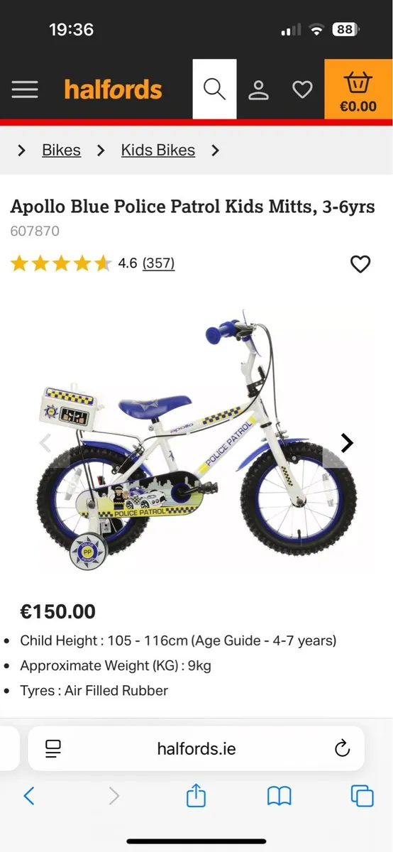 Kids 14” bike - police - Image 2