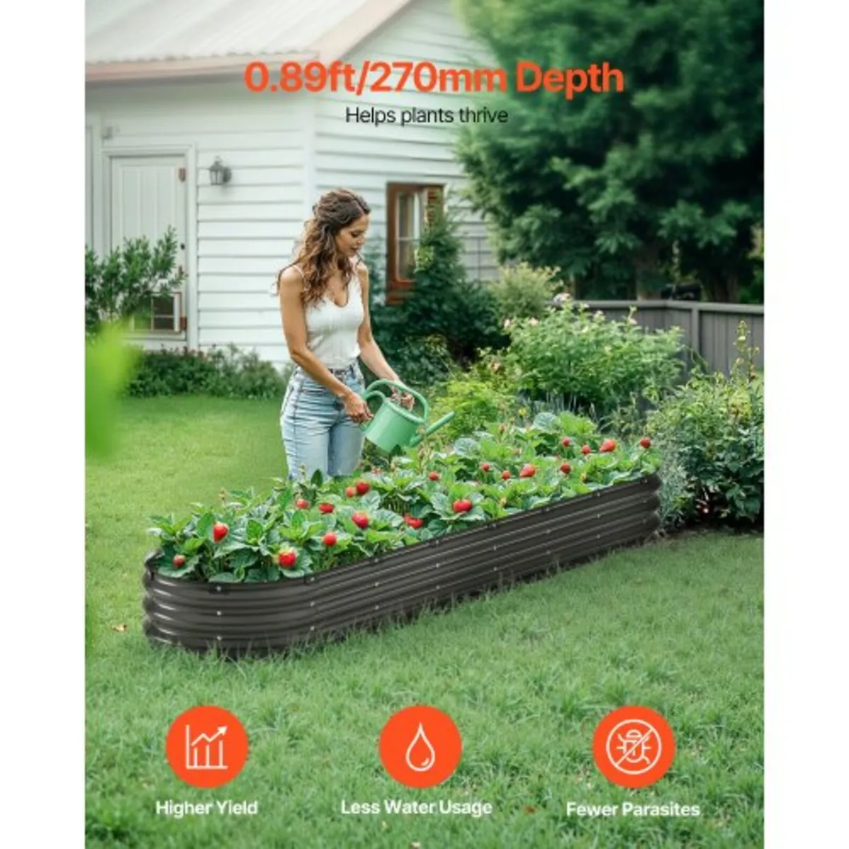 Metal Raised Garden Bed 8x2x1 ft Outdoor Galvanize - Image 3