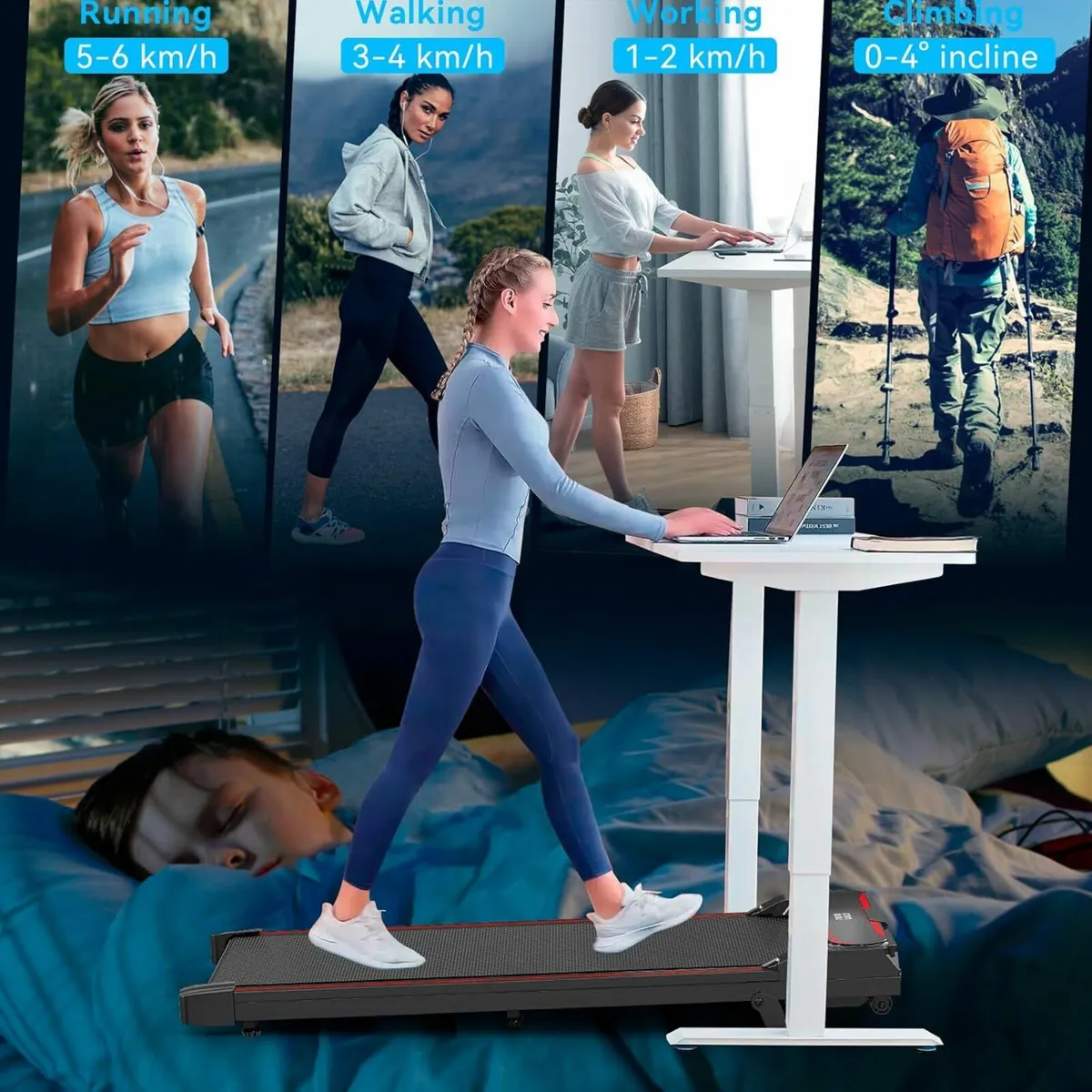 Walking Pad5% Incline 3 In 1 Treadmill Home Office - Image 3