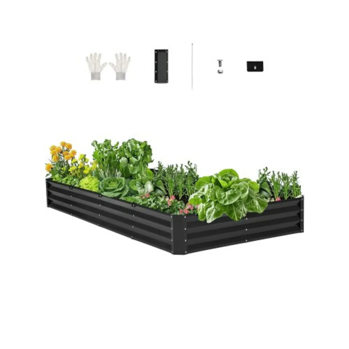 Metal Raised Garden Bed 8x4x1 ft Outdoor Galvanize - Image 1