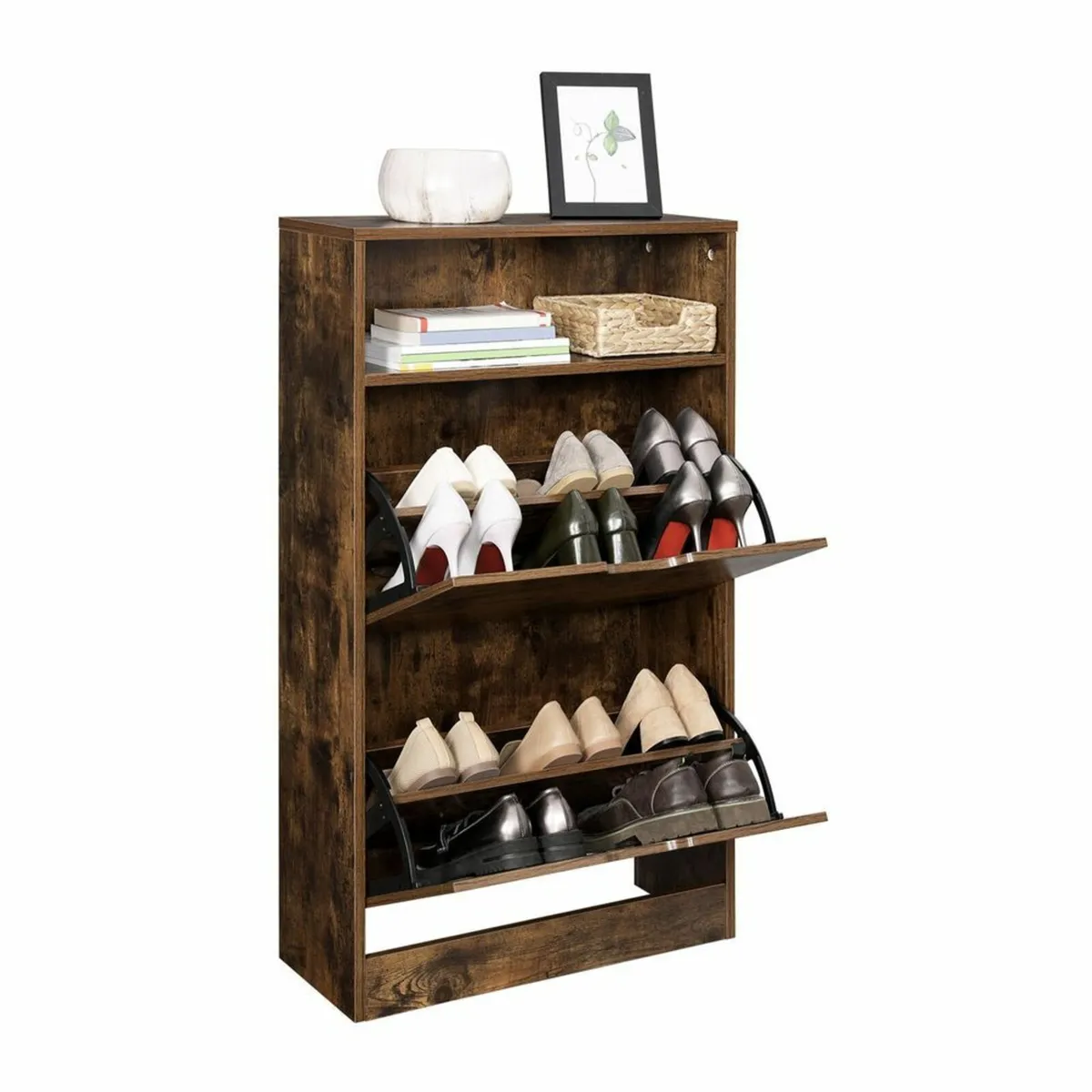Shoe Cabinet with 2 Flaps Vintage Brown - Image 1