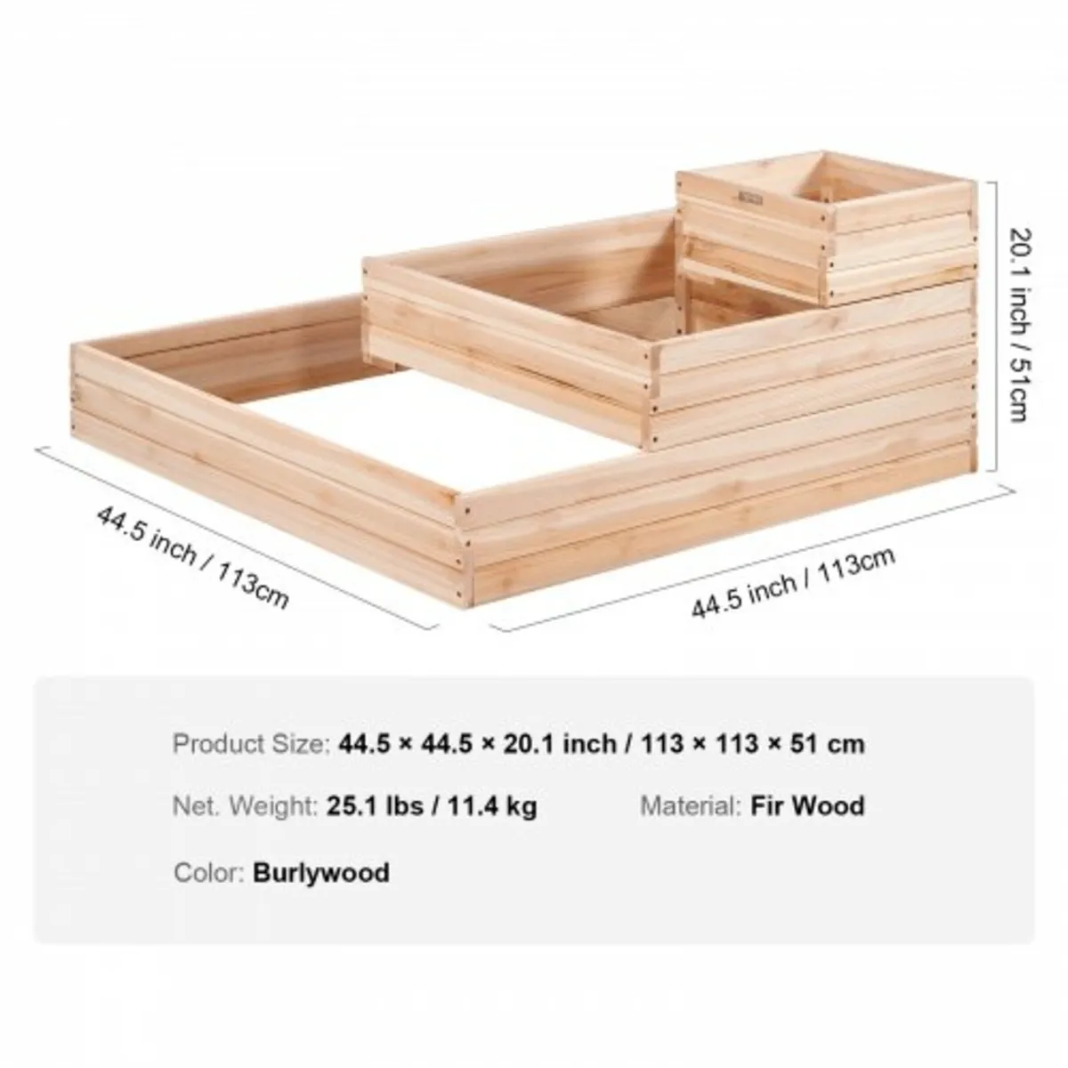Raised Garden Bed, 3.7 x 3.7 x 1.7 ft Wooden Plant - Image 2