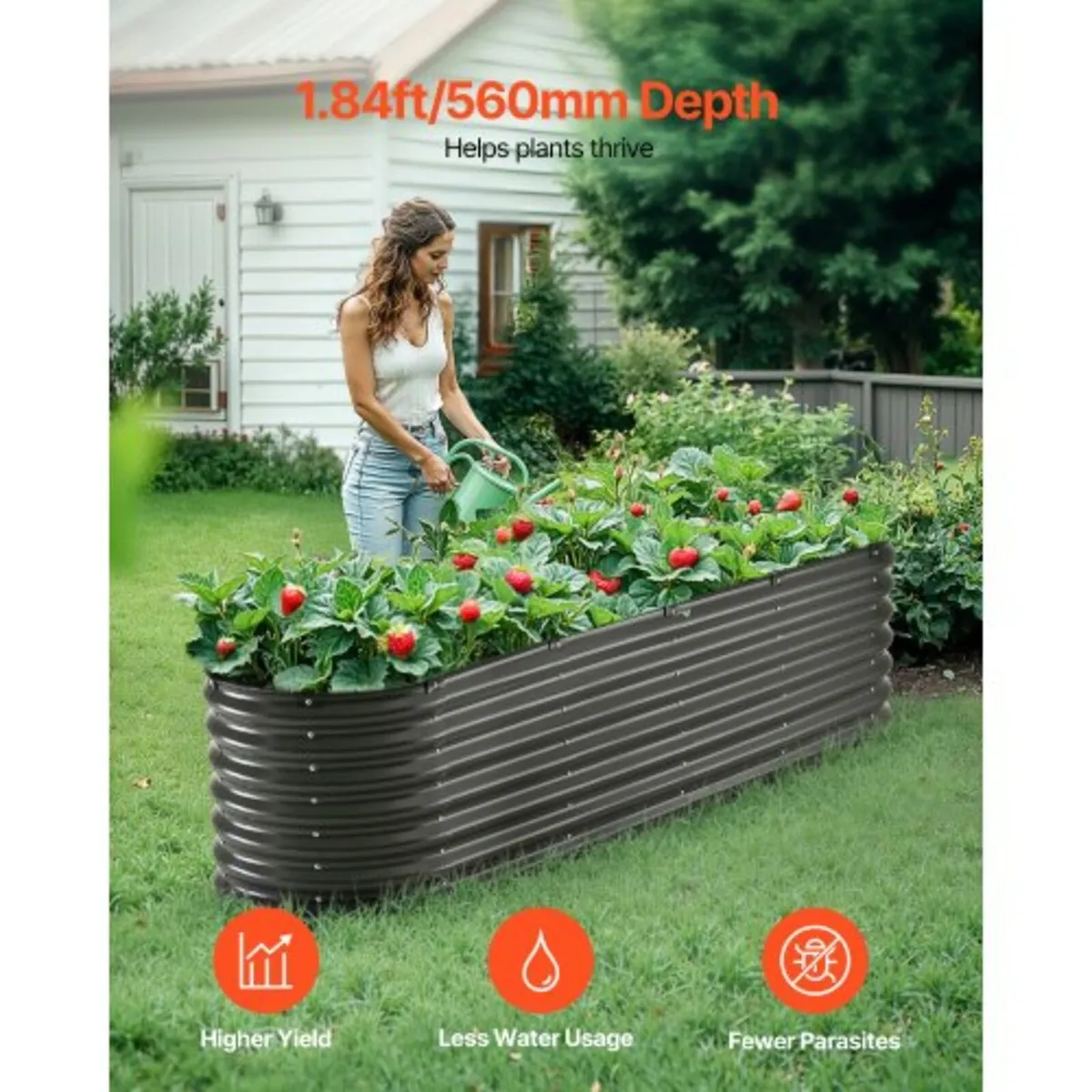 Metal Raised Garden Bed 8x2x2 ft Outdoor Galvanize - Image 3