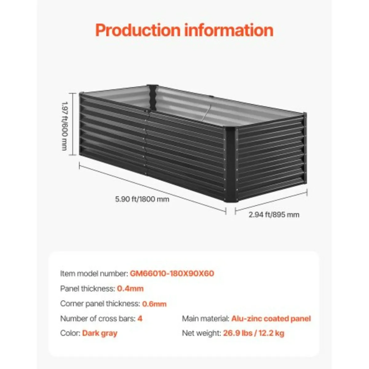 Metal Raised Garden Bed 6x3x2ft Outdoor Galvanized - Image 2