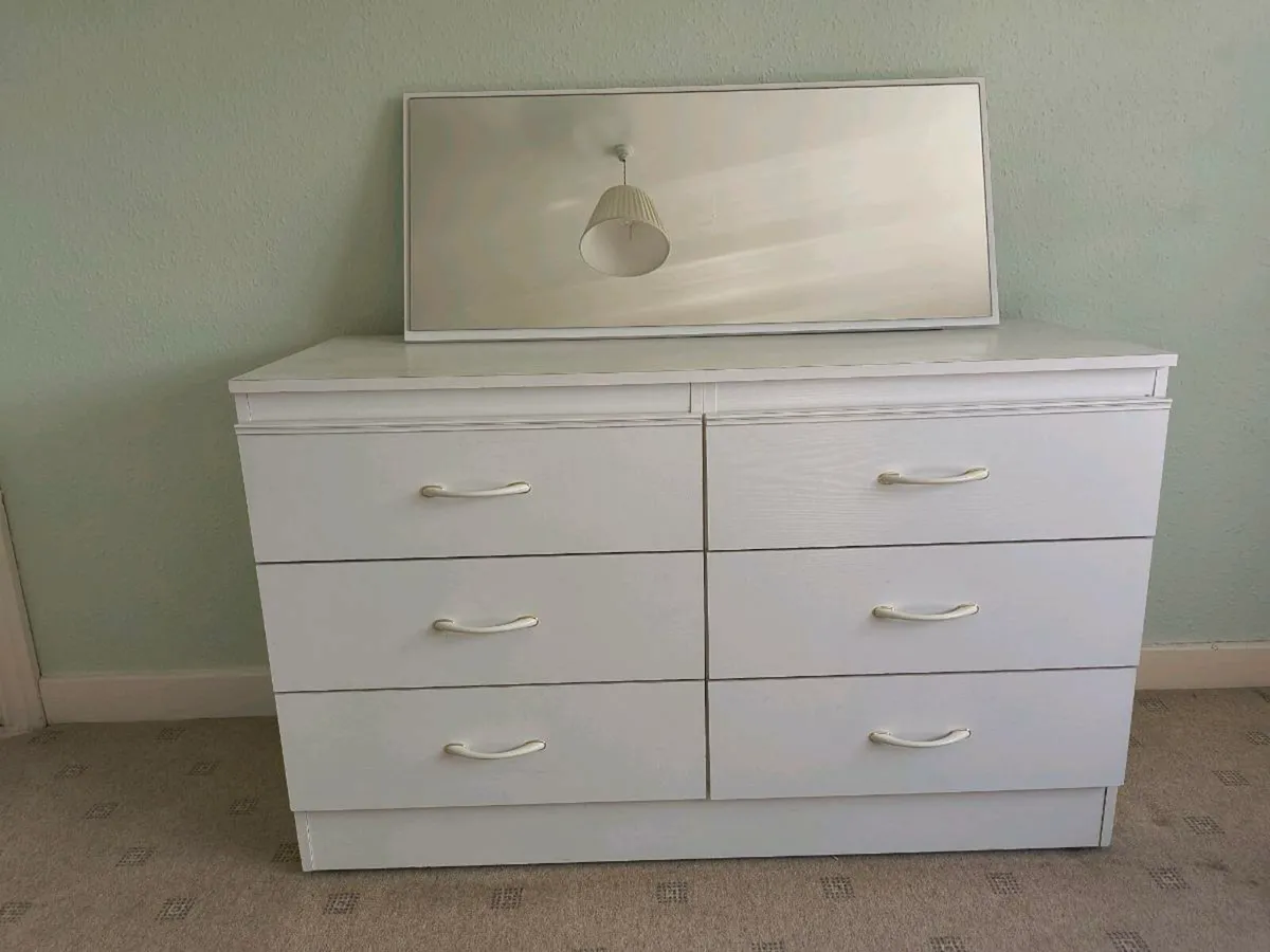 White Chest of Drawers with Mirror - Image 2