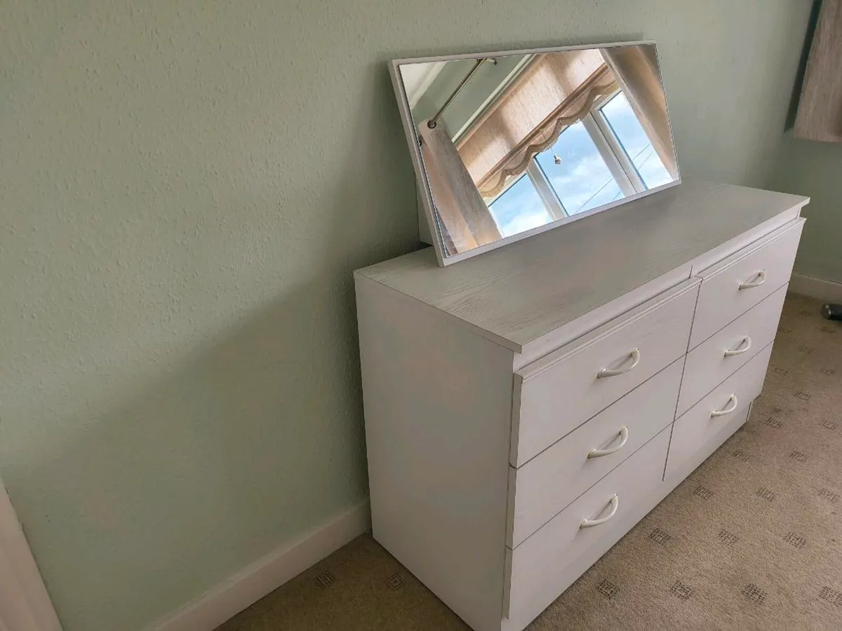 White Chest of Drawers with Mirror - Image 3