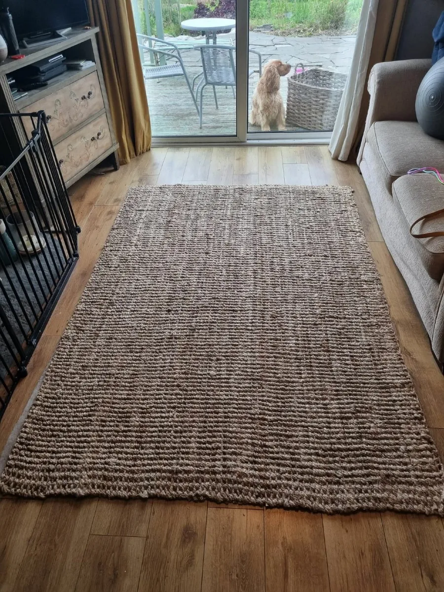 Rustic Jute Sisal Brown Natural Area Rugs - Boucle - Image 2