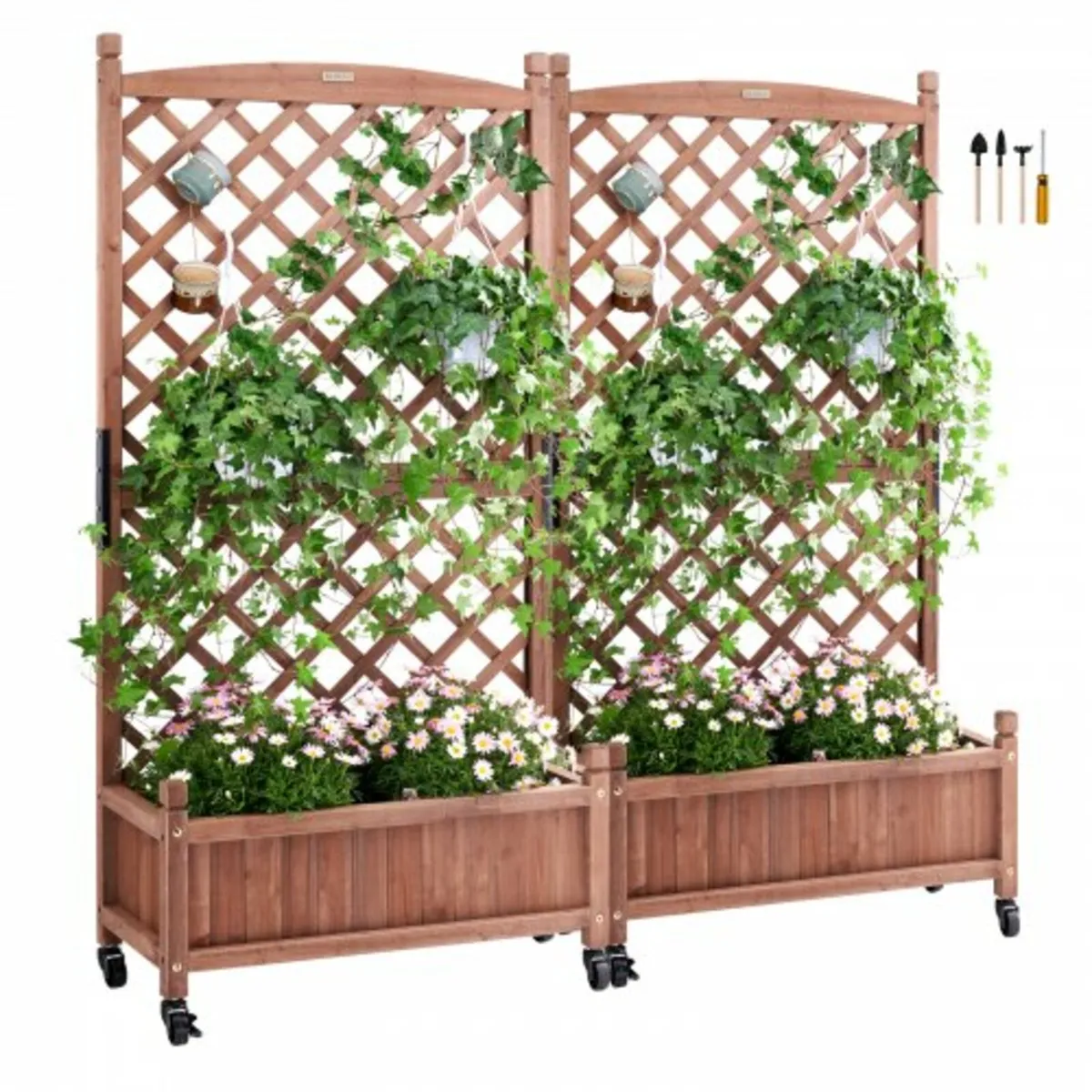 2PCS Raised Garden Bed with Trellis, 60"x13"x61.4" - Image 1