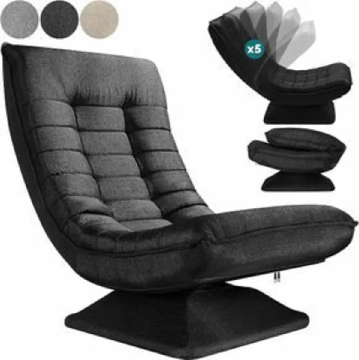 Floor Chair Adjustable Backrest 360° Rotatable Fol - Image 1