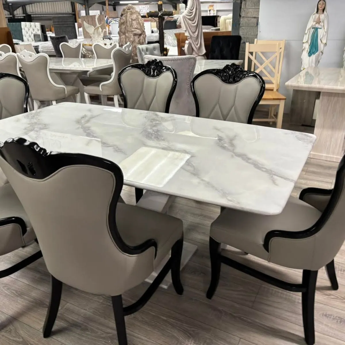 1.6m Kitchen Dining Tables With 6 Chairs - Image 2