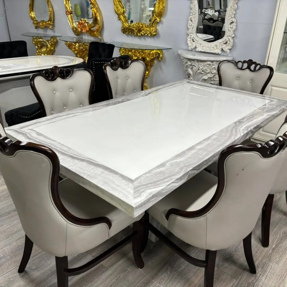 1.6m Kitchen Dining Tables With 6 Chairs - Image 3