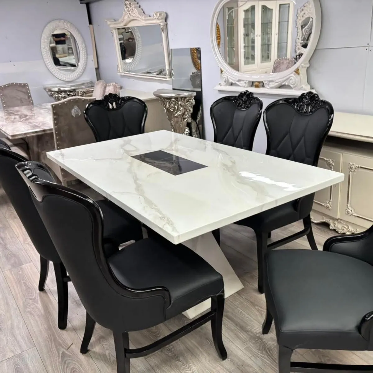 1.6m Kitchen Dining Tables With 6 Chairs - Image 4