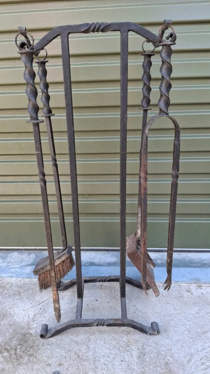 Cast Iron Fire Irons with stand - Image 1