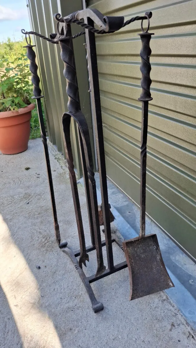 Cast Iron Fire Irons with stand - Image 2