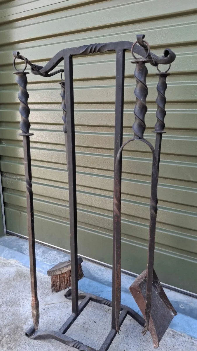 Cast Iron Fire Irons with stand - Image 3
