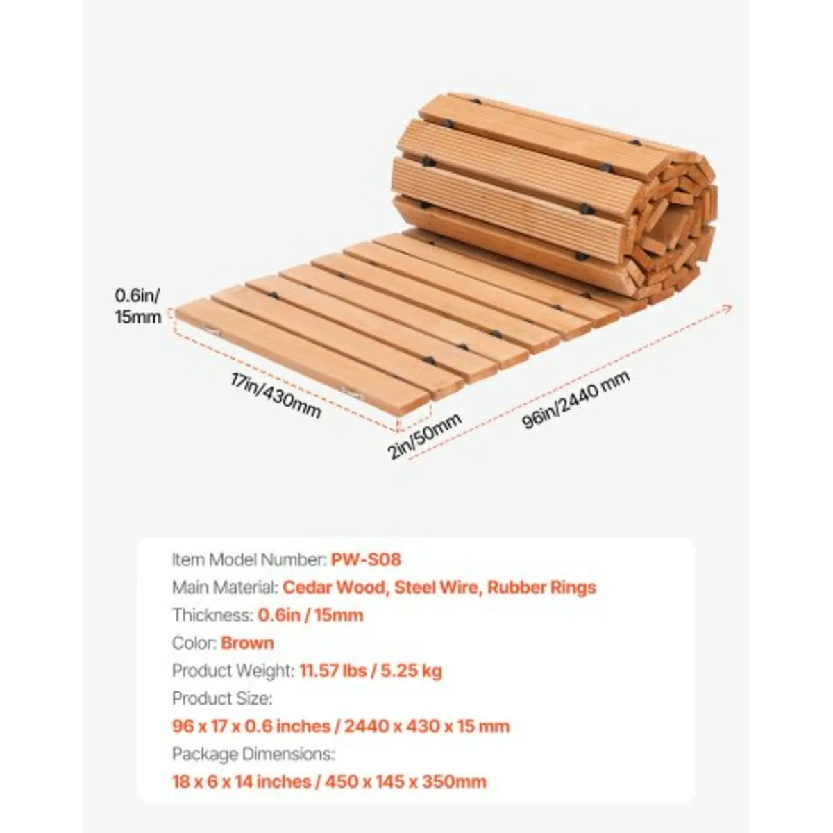 8 ft L x 17 in W Straight Wooden Garden Pathway R - Image 2