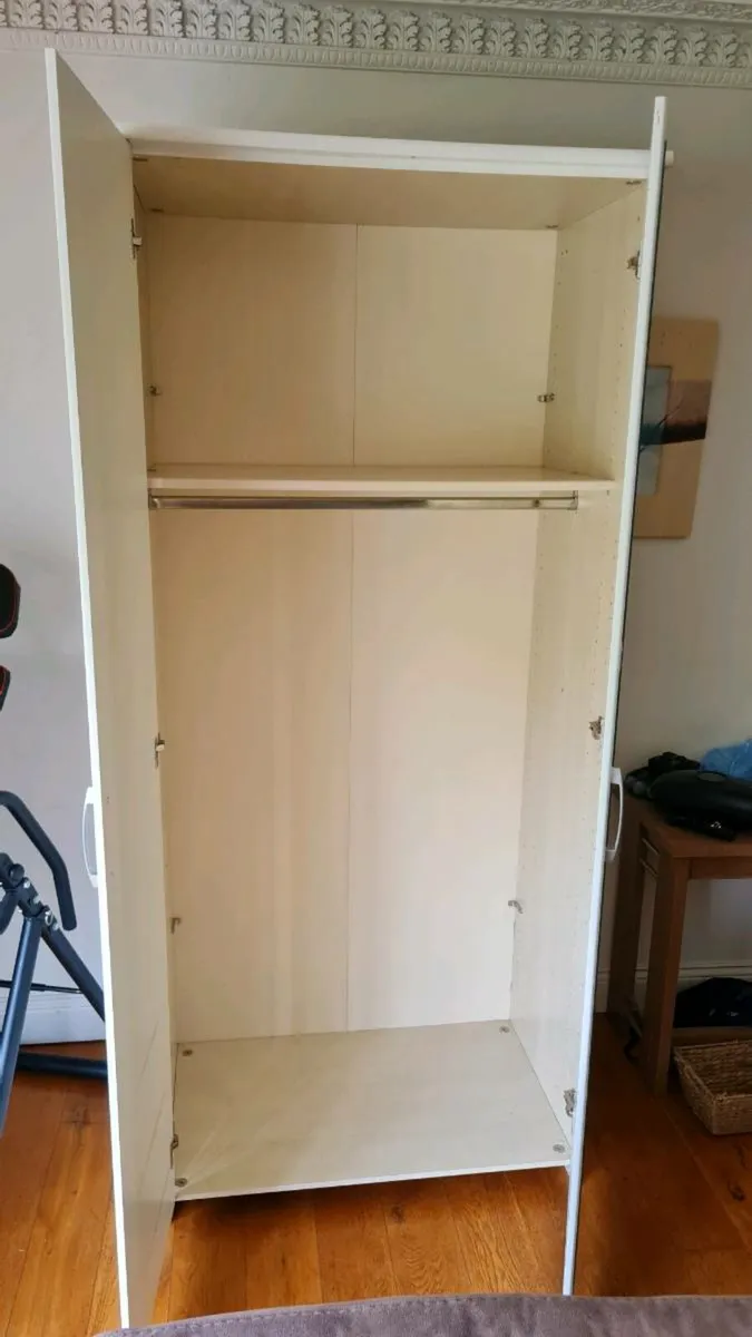 Tall white double wardrobe with mirror - Image 2