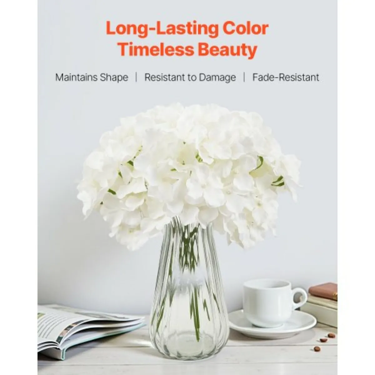 205 Pcs Artificial Silk Hydrangea Flowers 9.8 In B - Image 2