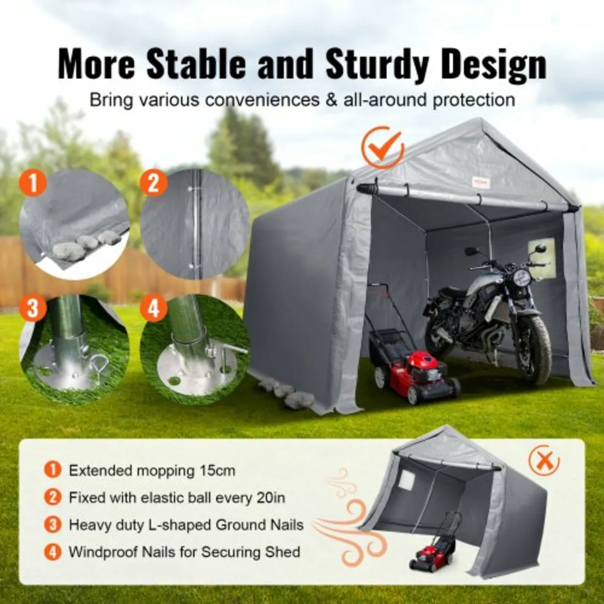 Portable Storage Shelter Garage Storage Shed 7 x 1 - Image 4