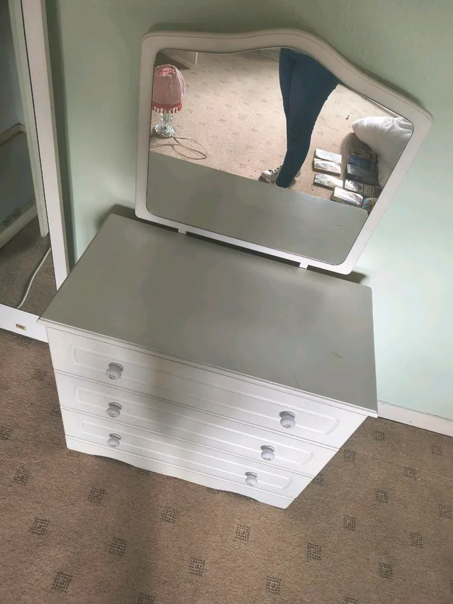White Chest of Drawers with Mirror