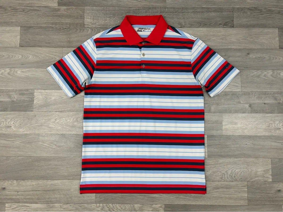 Nike Golf Striped Polo Shirt Mens Medium - Image 1