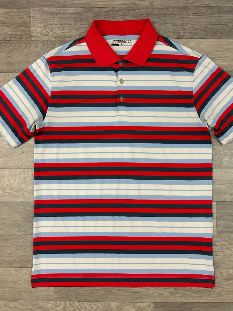 Nike Golf Striped Polo Shirt Mens Medium - Image 2