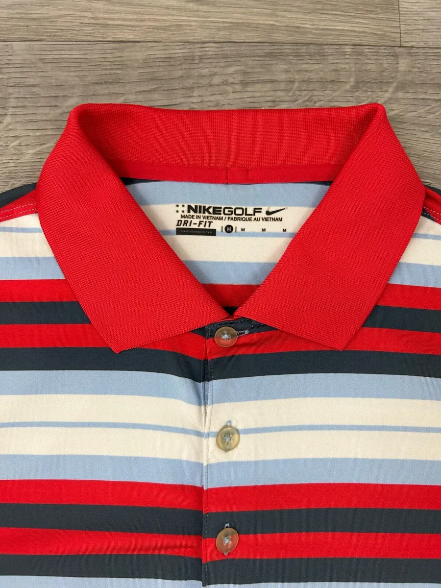 Nike Golf Striped Polo Shirt Mens Medium - Image 4