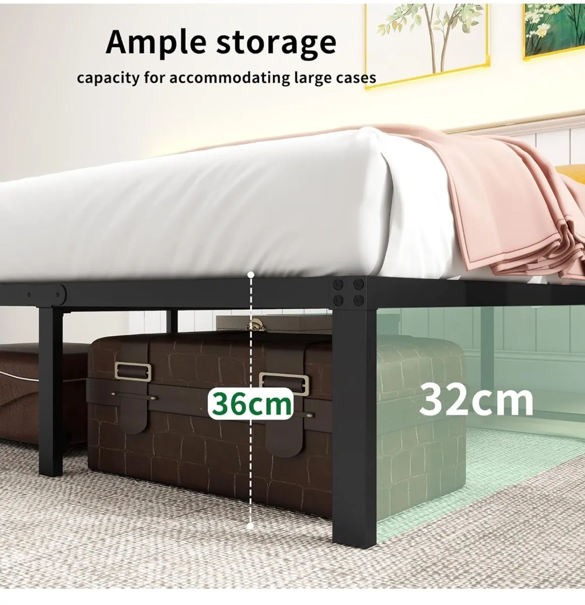 36 cm 4ft6 Double Metal Platform Bed Frames - Image 4