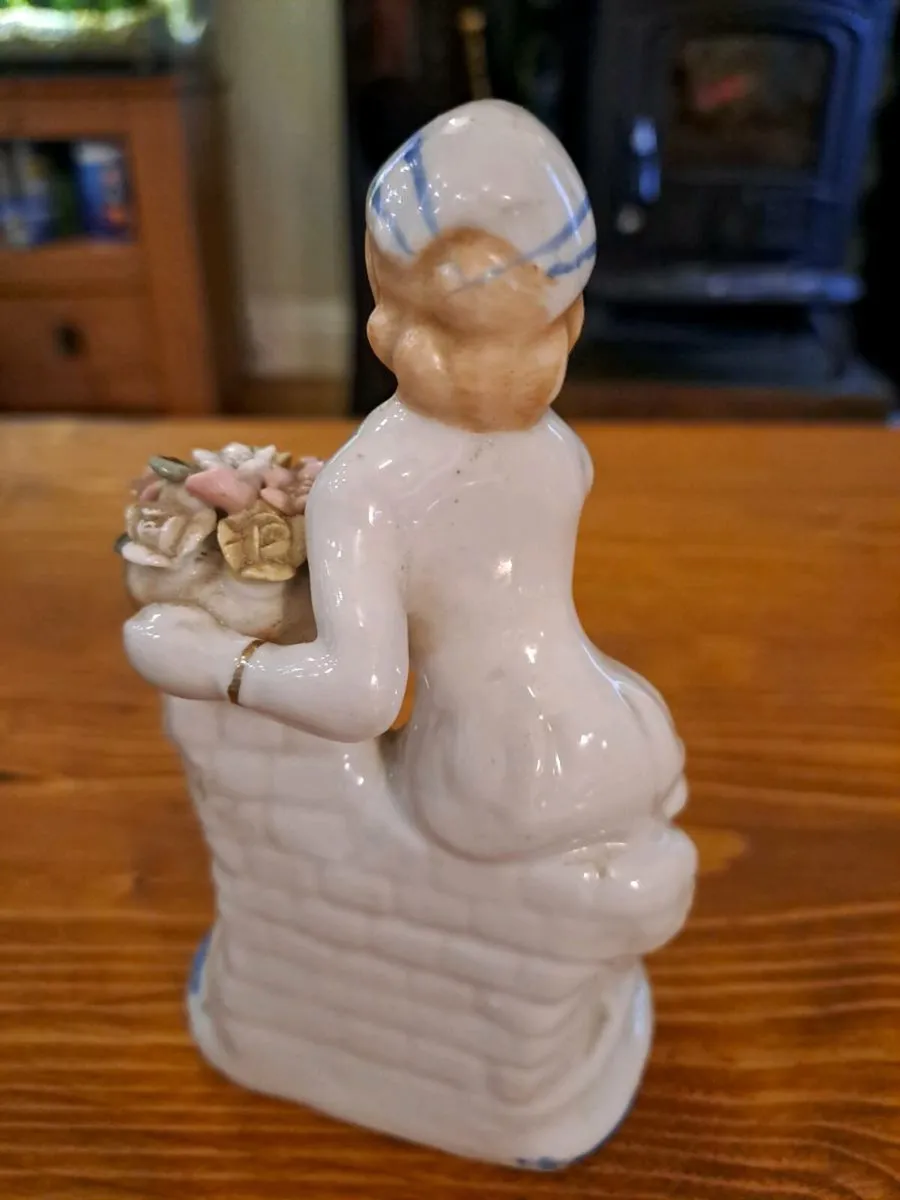 Vintage woman porcelain figurine detailed flowers - Image 4