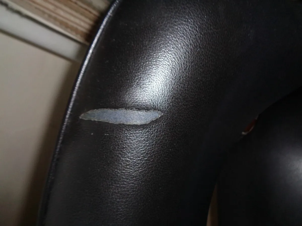 Vintage Faux Leather Arm Chair with Castors - Image 2