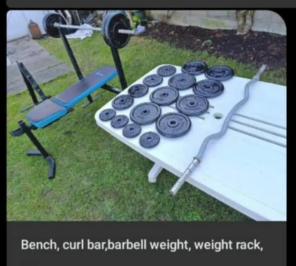 Full Home Gym Set: Bench, Weights, Bars, Rack - Image 1