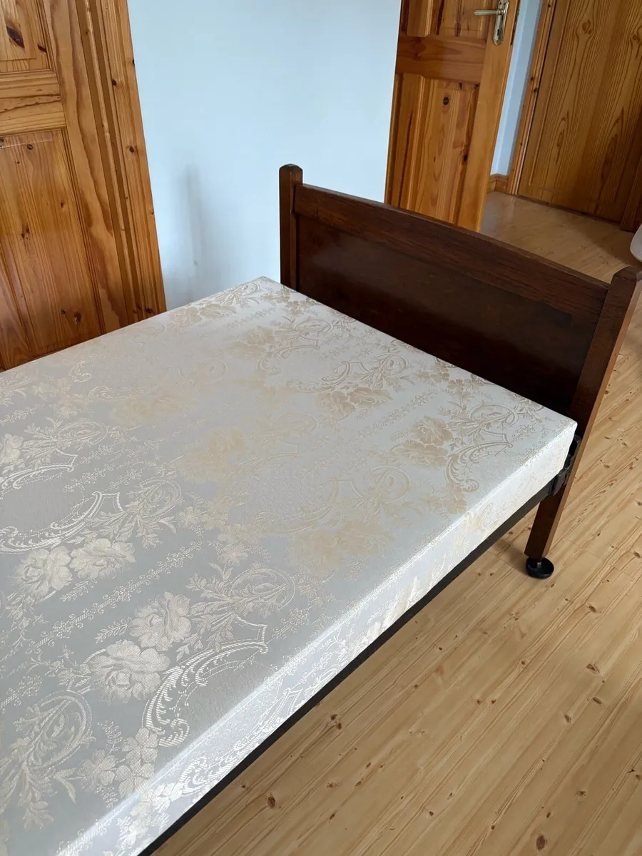 Wooden bed with iron railing - Image 2