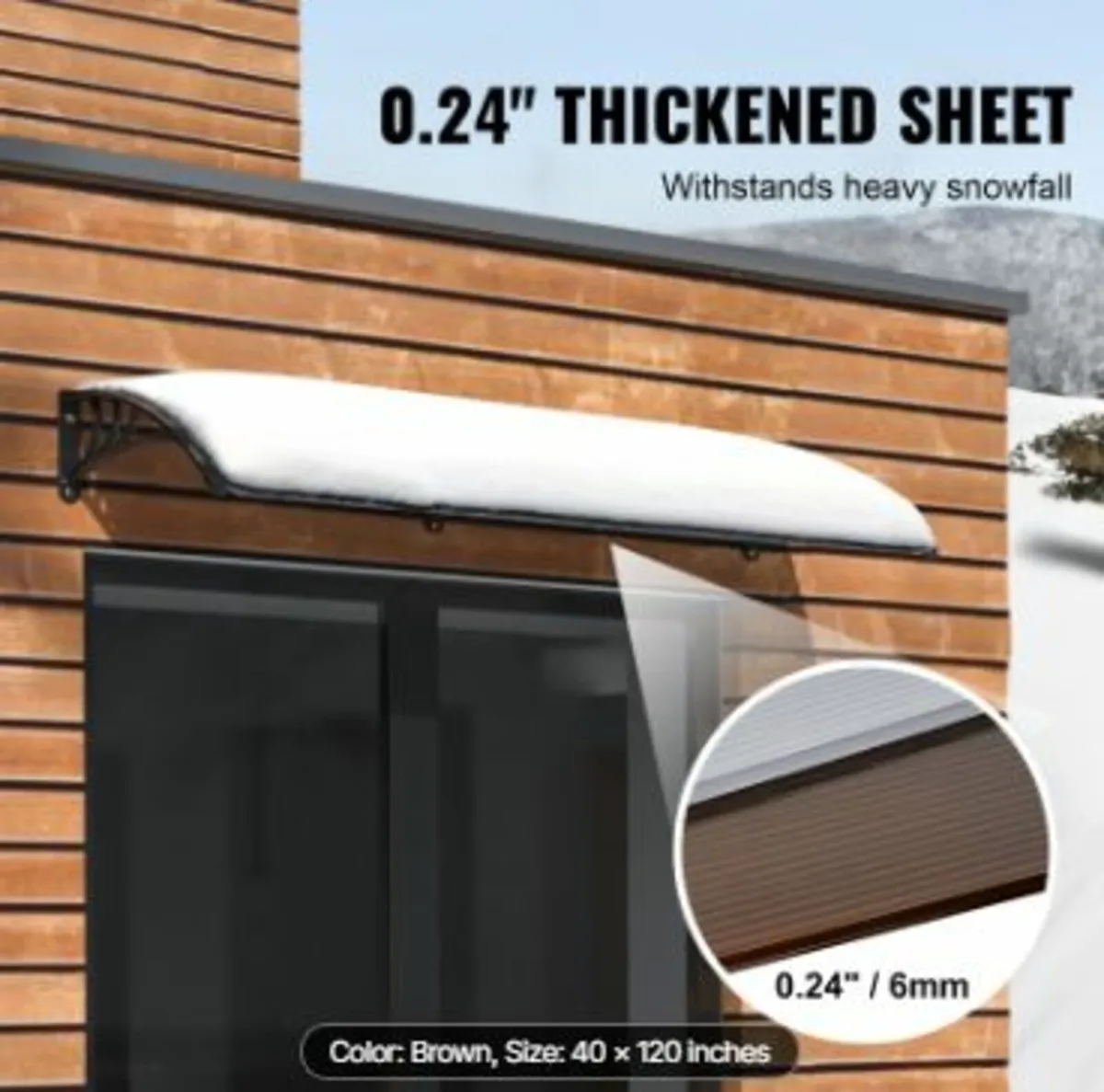 Window Door Awning Canopy 40" x 120", UPF 50+ - Image 4