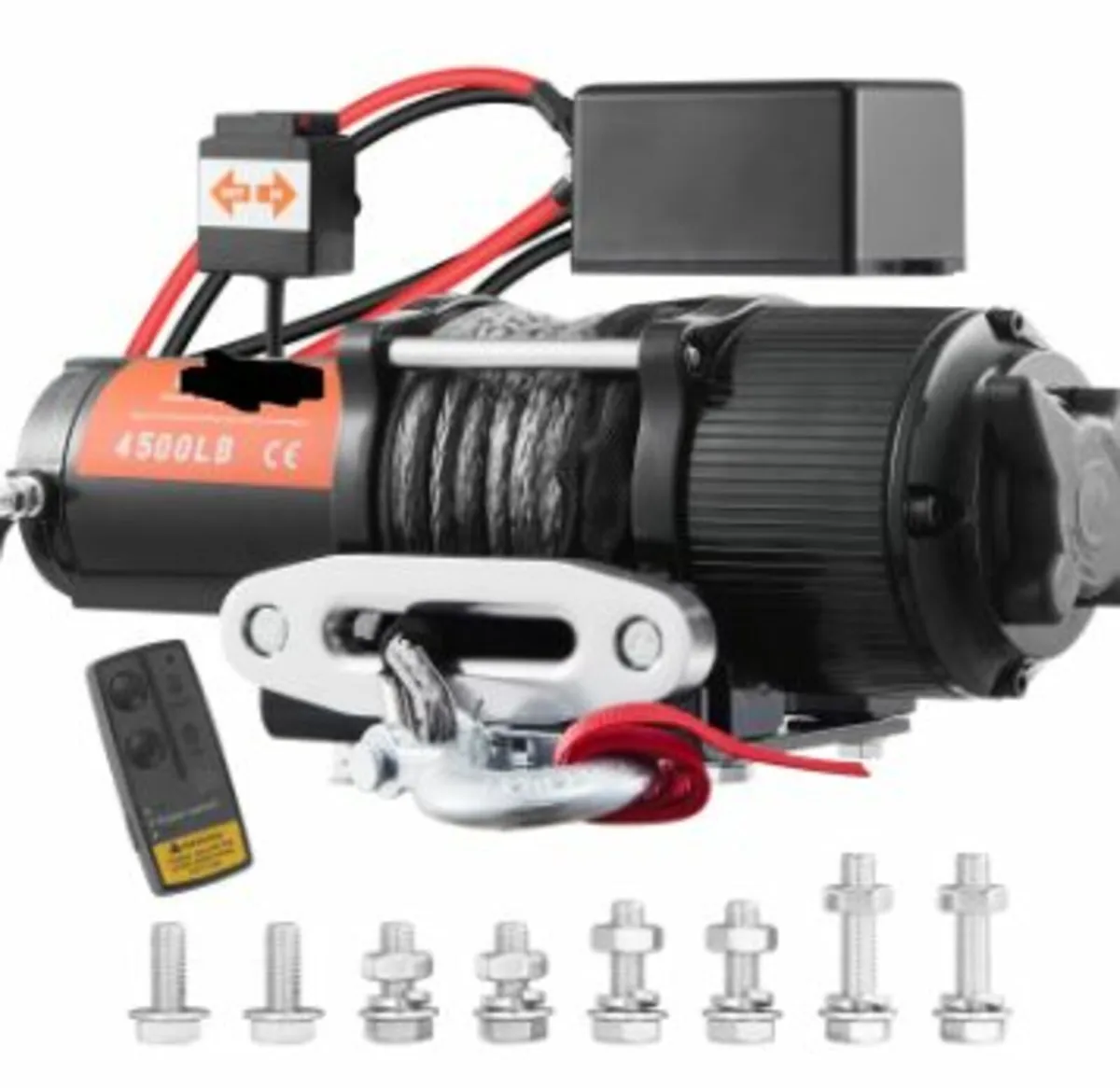 Electric Winch, 12V 4500 lb Load Capacity Nylon Ro - Image 1