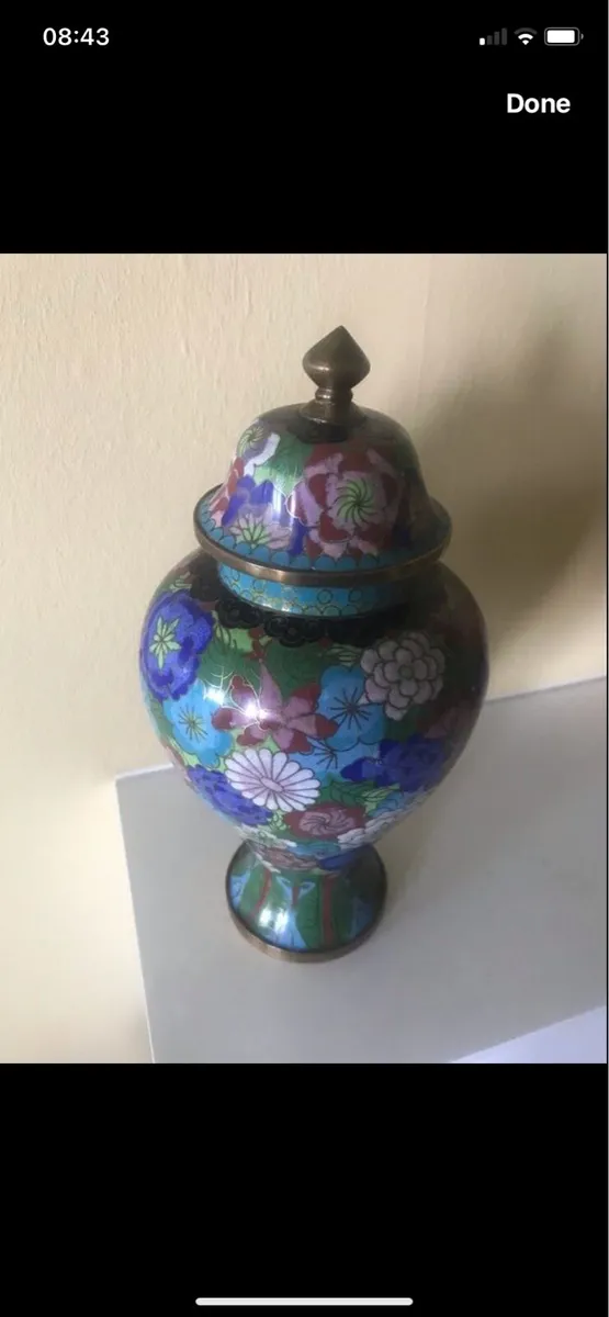 Antique/ Vintage Cloisonne Jar with Lid - Image 2