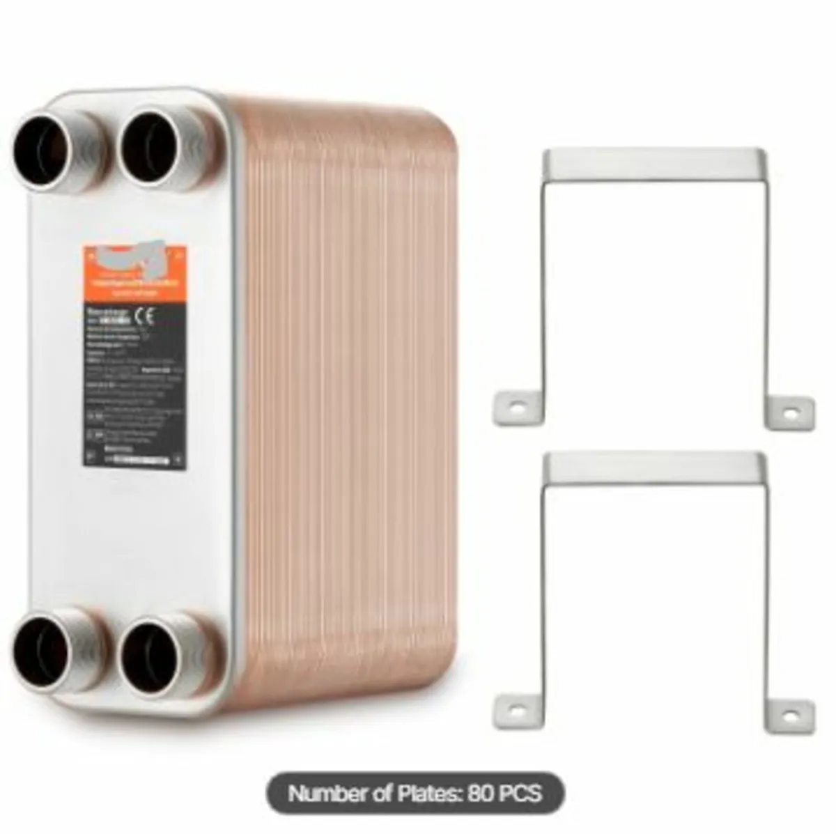 80 Plate Heat Exchanger 4*1-1/4" MNPT Ports 5"x 12 - Image 1