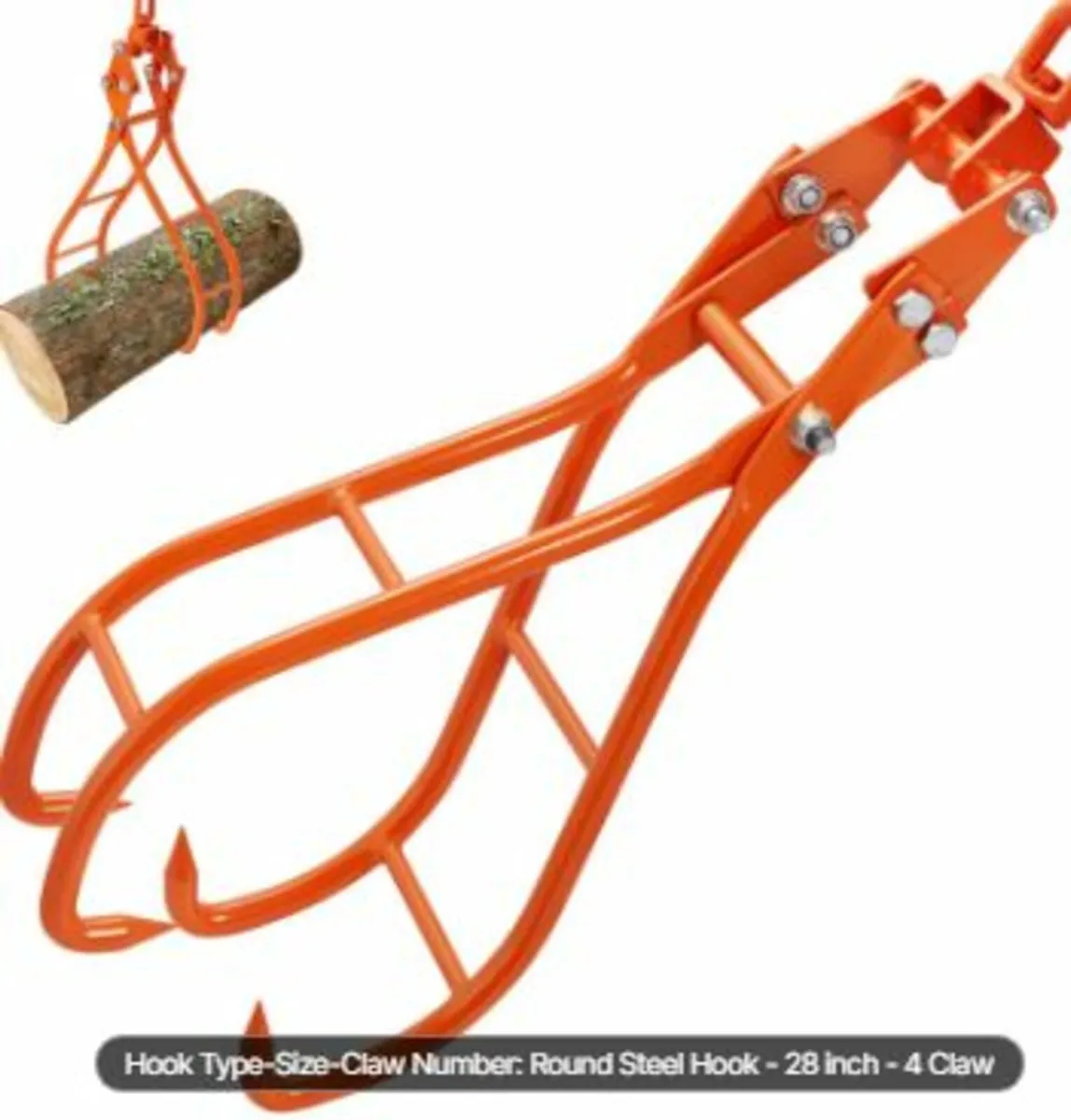 Timber Claw Hook, 28 inch 4 Claw Log Grapple - Image 1